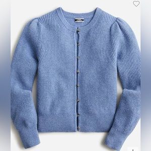 J.Crew Cashmere Puff-Sleeve Cardigan Sweater NWT